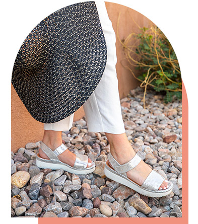 Abrilla, a sparkly flatform sandal with adjustable closure