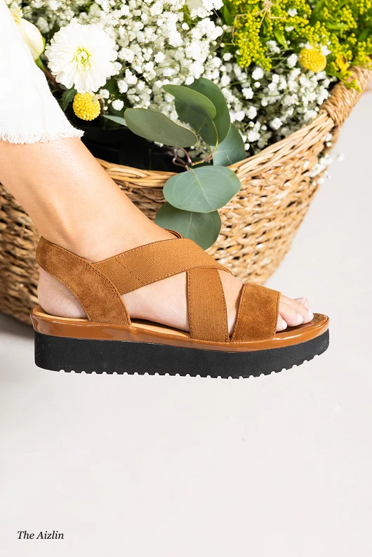 shop aizlin suede ankle wrap flatform sandal