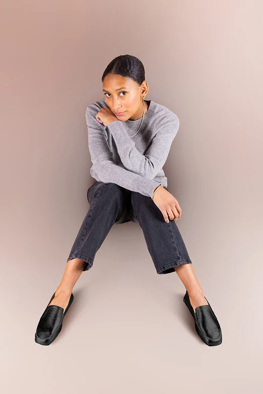 shop falira soft and flexible loafer flat in black leather