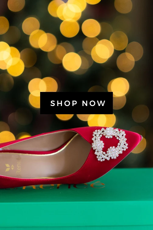 ezara red satin pump with rhinestone ornament detail